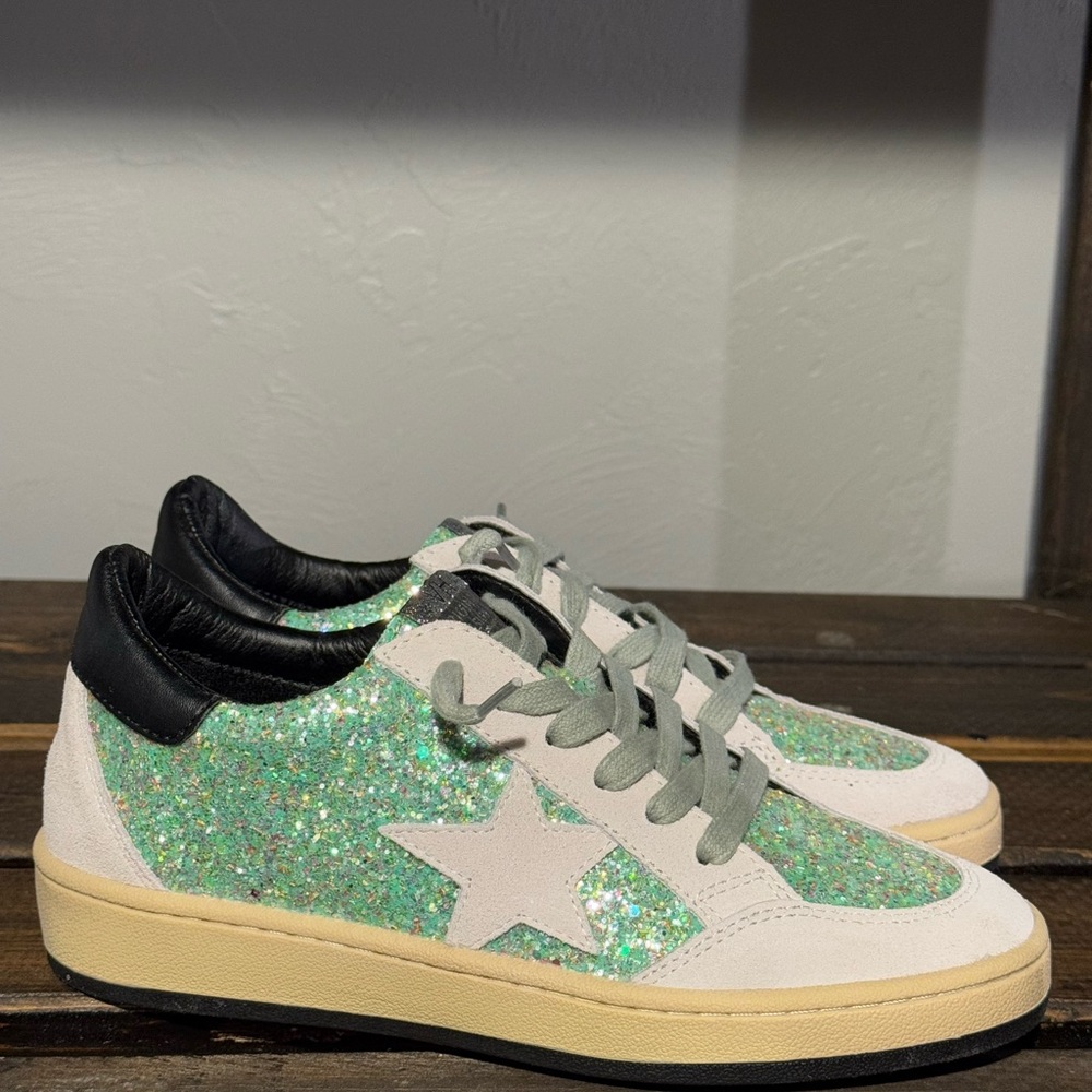 Vintage Havana Green Glitter Star Sneakers